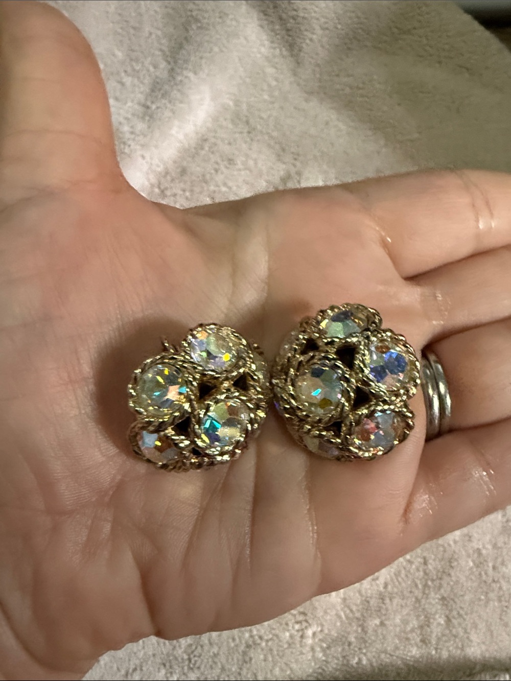 Sarah Coventry Gold-Tone Aurora Crystal Cluster Earrings